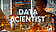 Data Scientist, ein Mann an seinem Laptop arbeitend, einige visuelle Elemente über das Bild gelagert