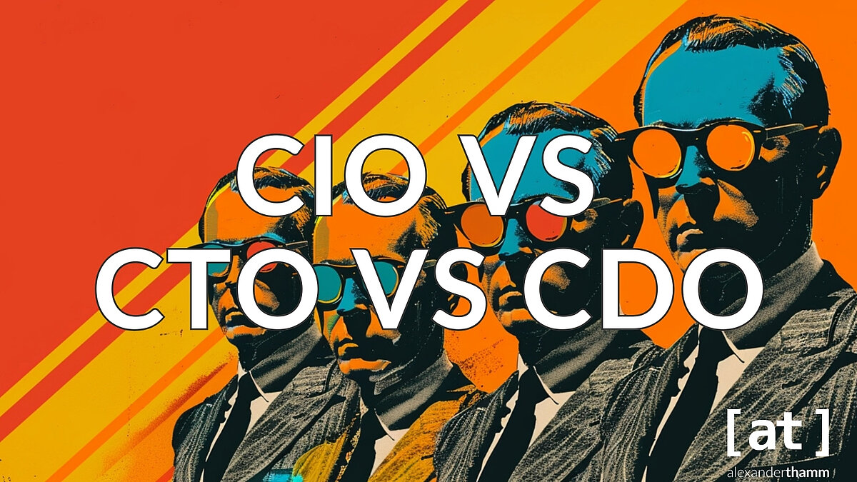 CIO vs. CTO vs. CDO, eine Street-Art aus vier Personen in verschiedenen Farben