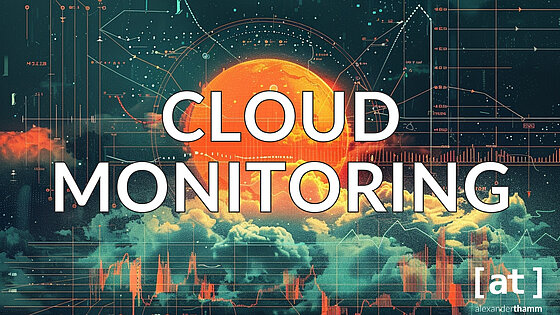 Cloud Monitoring, eine Formation aus Wolken und der Sonne mit vorgelagerten Graphen und Wetterverläufen