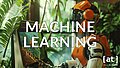 Machine Learning, ein humanoider Roboter, der an einem Bildschirm Inhalte über die Umwelt lernt