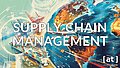 Supply Chain Management, Frachtschiffe an einer Werft, verzerrt, neben einem Globus