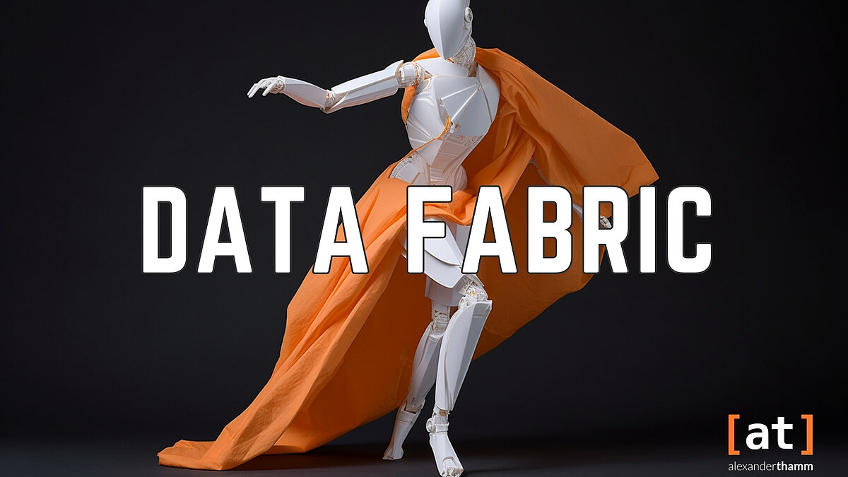 Data Fabric - Optimierung des Datenökosystems für Unternehmen, Blog, Alexander Thamm GmbH, ein androgynes Mannequin mit orangem Umhang in einer Ballettpose