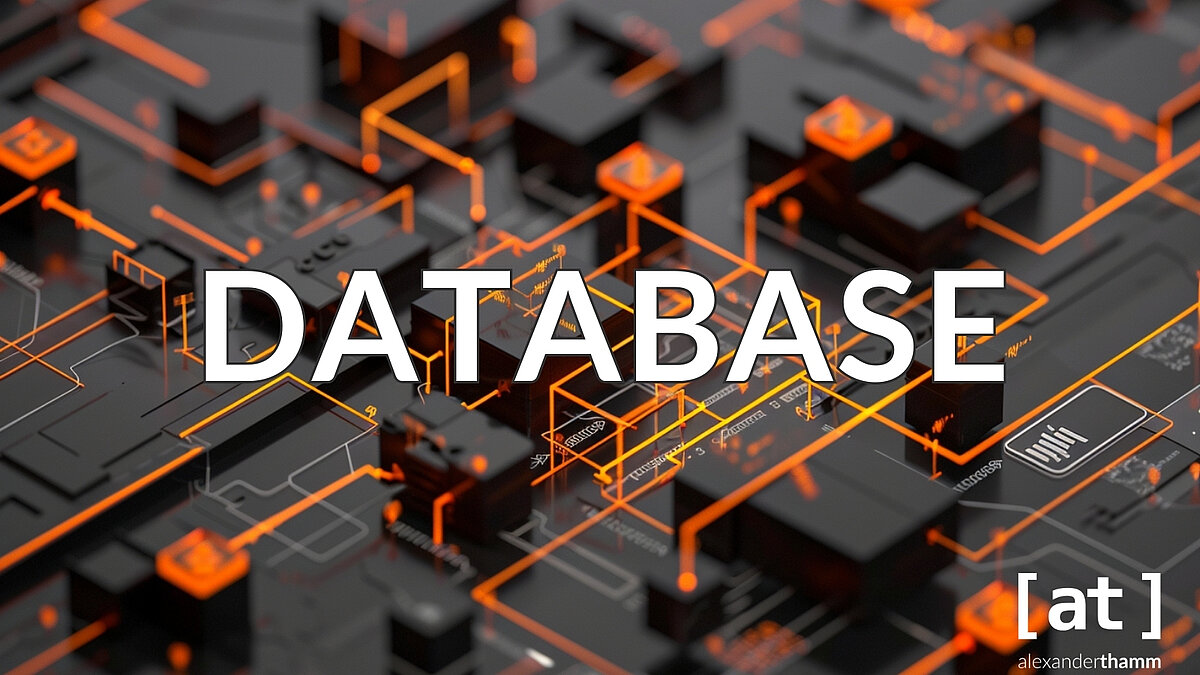 Datenbanken Datenbanken, eine technische Struktur einer Datenbank in anthrazit und orange gehalten