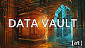 Data Vault, Projektionen auf einem Tresor in einem mittelalterlichen Gewölbe