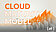 Cloud Maturity Model, eine aufsteigende Architektonik aus Grau und Orange, daneben einige Wolken und Vögel