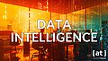 Data Intelligence, an office room with some managers, numbers and code snippets, some orange-colored (HEX #FF792B) elements, slight double exposure, positive atmosphere, color blocking, --ar 16:9