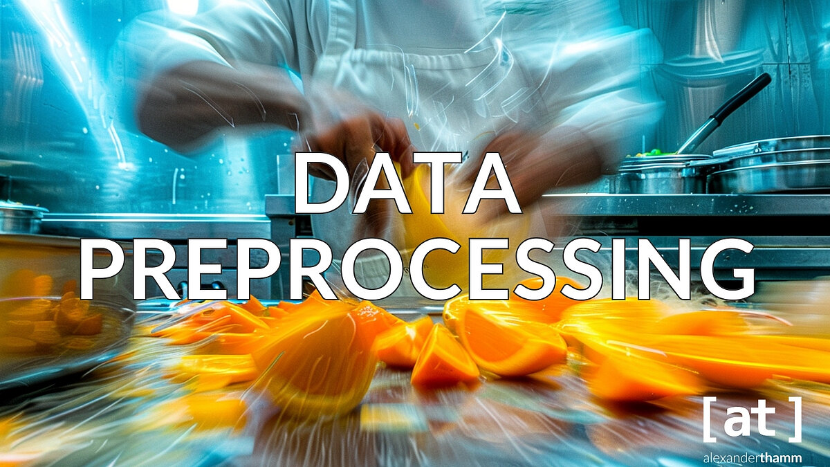 Data Preprocessing, Orangen werden von einem Koch zur Verarbeitung vorbereitet