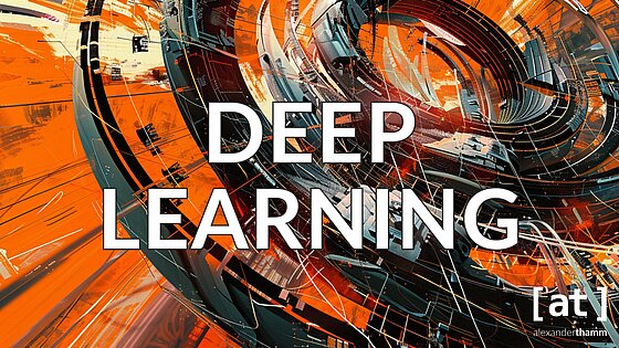 Deep Learning, ein mechanischen Konstruktion vor einem orangefarbenen Hintergrund