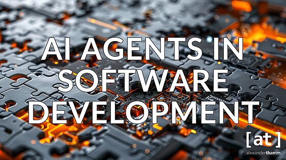 AI Agents in Software Development, kind of a grey and orange-ish jigsaw