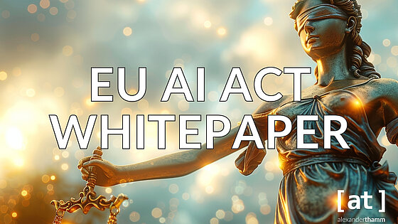 EU AI Act Whitepaper, eine Figur der Justitia mit Waage