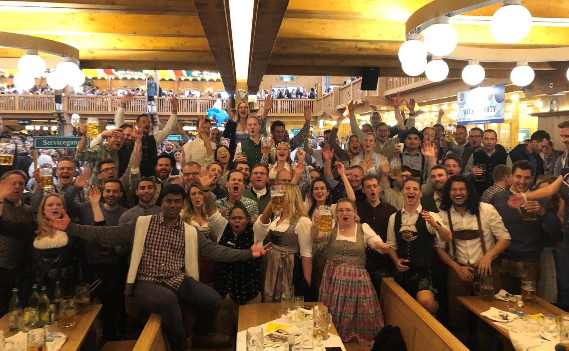 Group picture of the AT staff at the Oktoberfest
