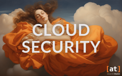 Cloud security and data protection, a woman secure in clouds