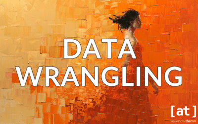 Data Wrangling, eine Frau, die ein Kleid aus orangefarbenen Elementen trägt