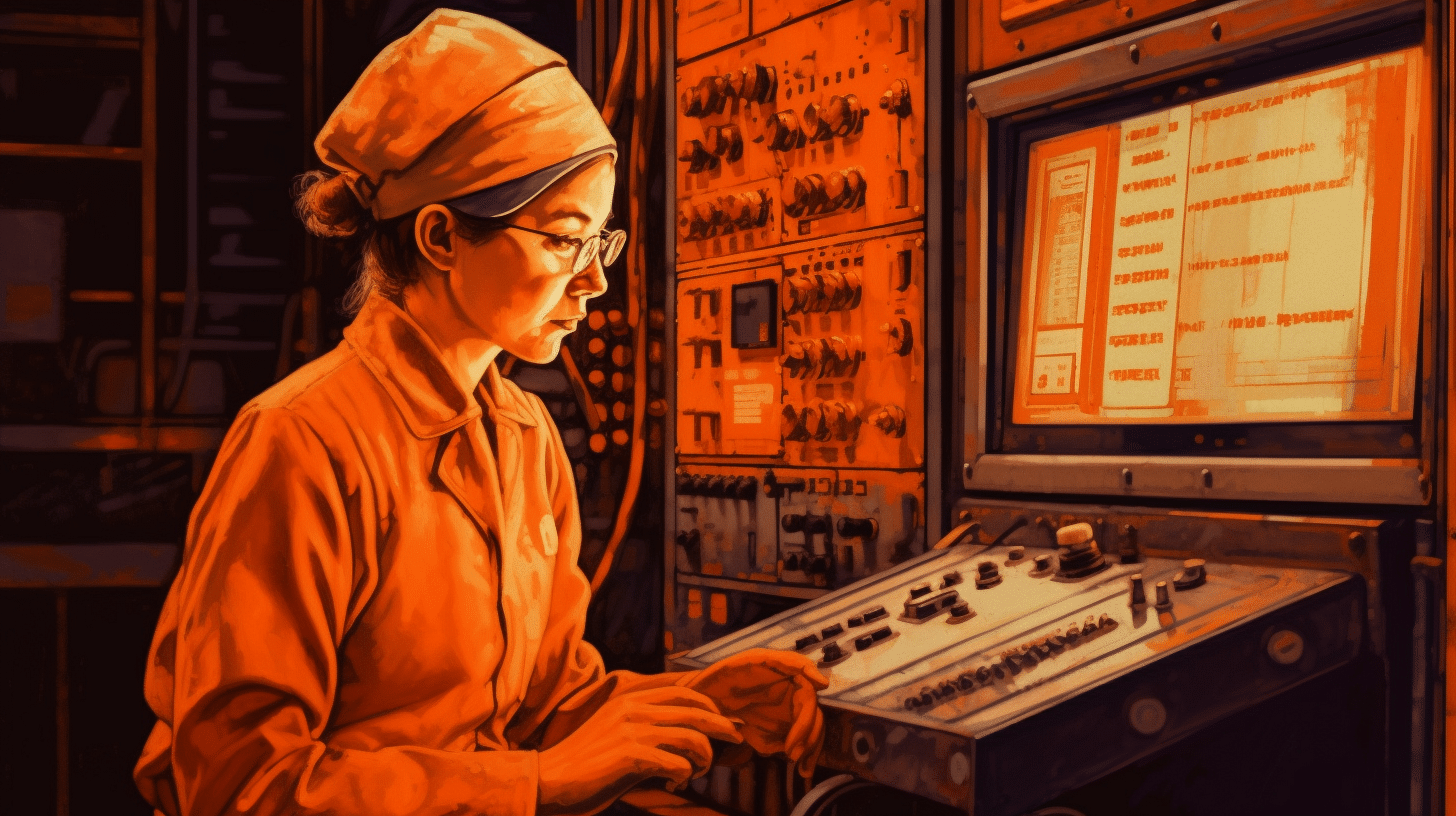 MLOps in der Chemieindustrie, eine Frau, die Instrumente an einem Monitor kontrolliert
