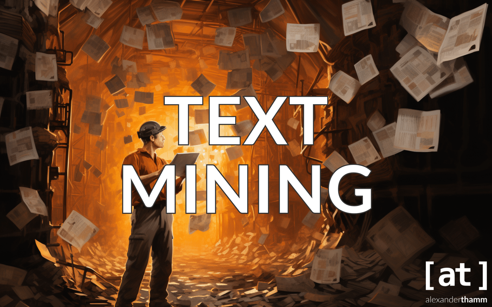 Text mining, a miner in an illuminated mine of newspapers