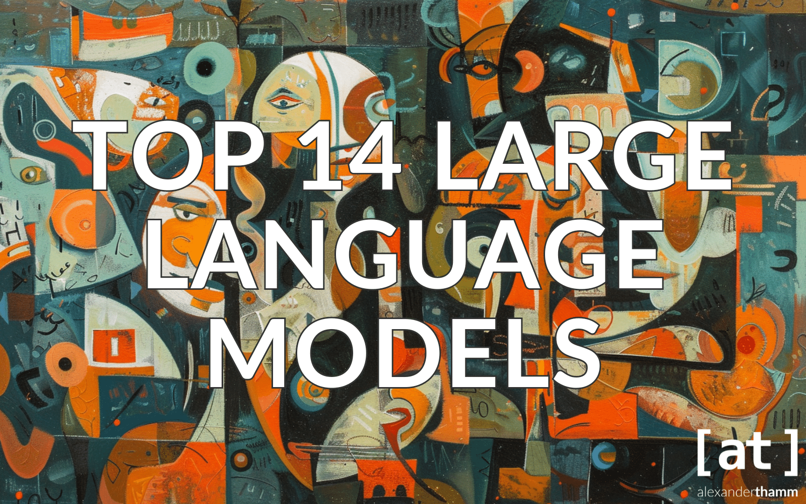 Top 14 LLMs in Business, eine kubistische Collage von Sprache